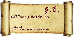 Gönczy Balázs névjegykártya